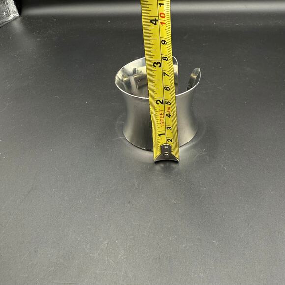 Vintage Open Cuff Bracelet Silver Tone Bangle - Picture 8 of 9